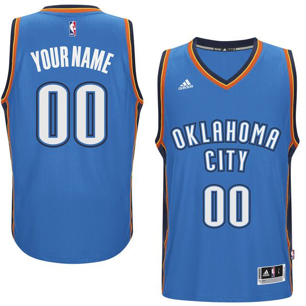 Men Oklahoma City Thunder Adidas Blue Custom Swingman Road NBA Jersey